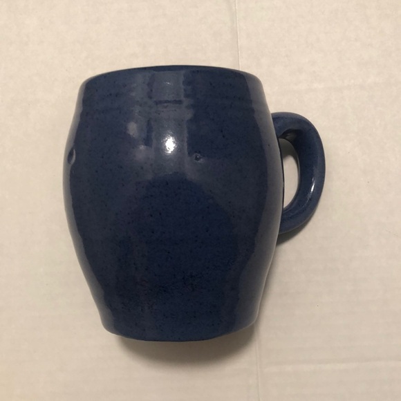 Pottery wheel thrown ceramic mug in a blue glaze color with imperfections - Picture 1 of 8